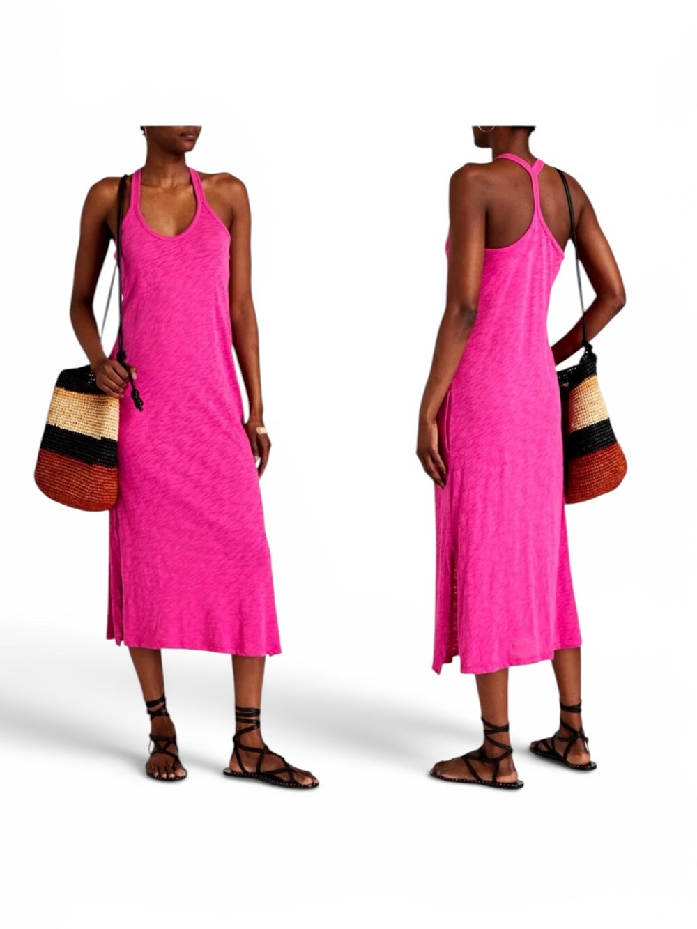 NEW ATM ANTHONY THOMAS MELILLO Slub cotton-jersey midi dress Sz S
